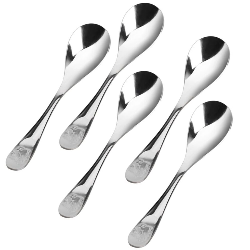 Stainless Steel Spoons Set of 5 Kitchenware for Soup Oil Salt Sugar 7.5"